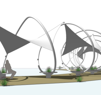 现代张拉膜雨棚su模型
