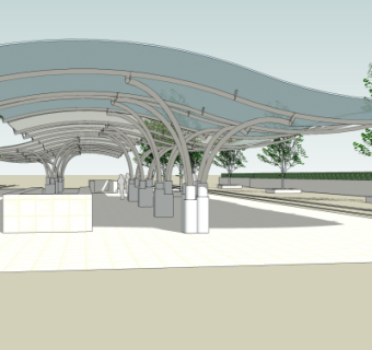 现代雨棚su模型