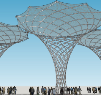 现代张拉膜雨棚su模型