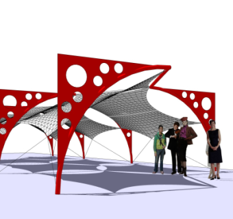 现代张拉膜廊道su模型