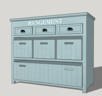 美式边柜斗柜su模型