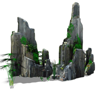 自然风假山su模型