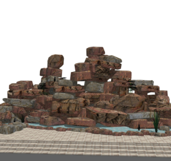 自然风假山su模型