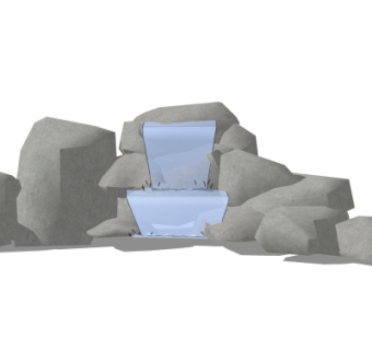 自然风假山流水小品su模型