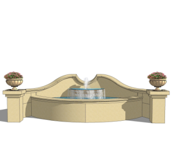 欧式景观水池su模型