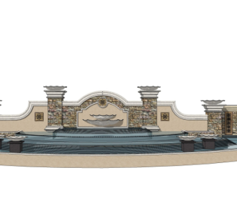 欧式景观水池su模型