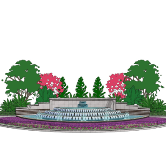 欧式景观水池su模型