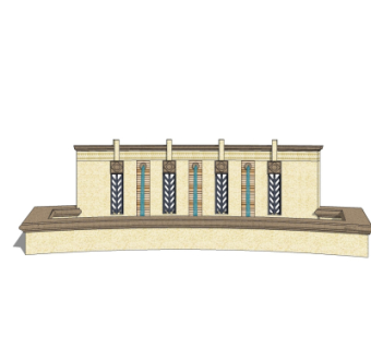 欧式景观水池su模型