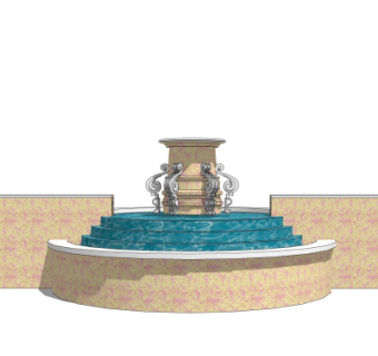 欧式景观水池su模型