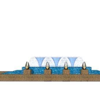 欧式景观水池su模型