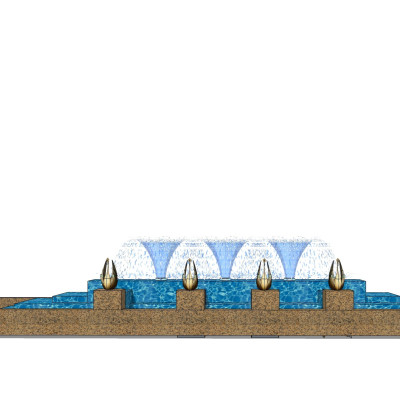 欧式景观水池su模型