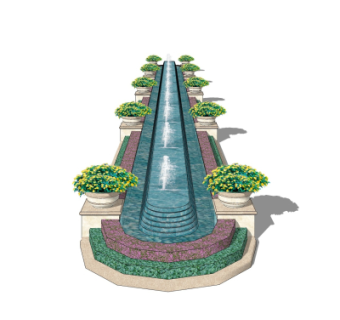 欧式喷泉水景su模型