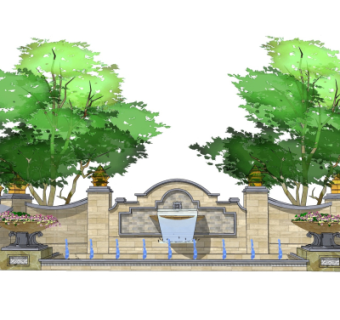 欧式景观墙su模型