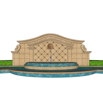 欧式景观墙su模型