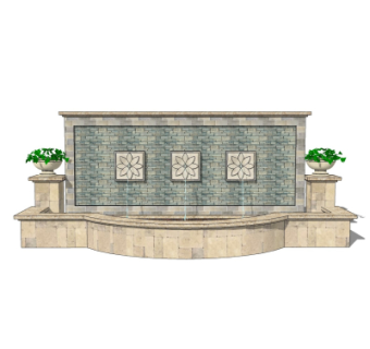 欧式景观墙su模型