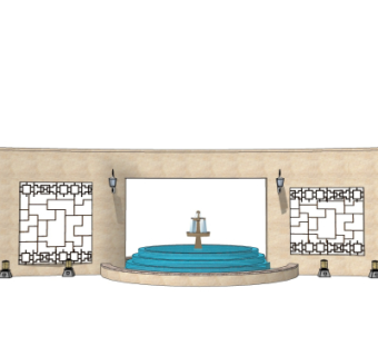 欧式景观水池su模型
