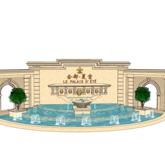 欧式景观墙su模型