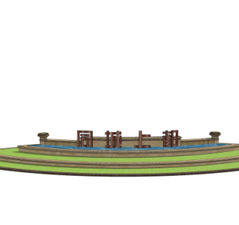 现代景观墙su模型