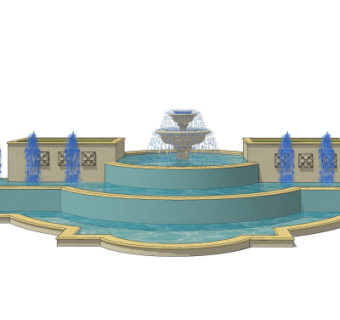 欧式景观喷泉su模型