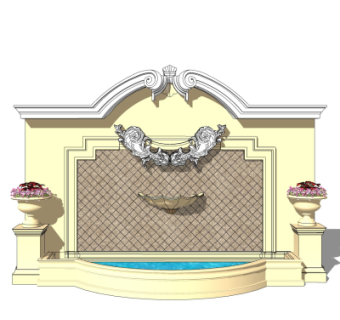 欧式景观墙su模型