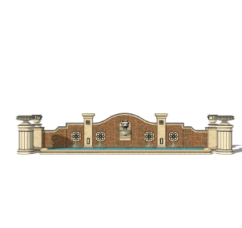 欧式景观墙su模型