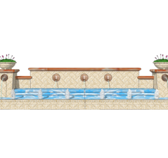 欧式景观墙su模型