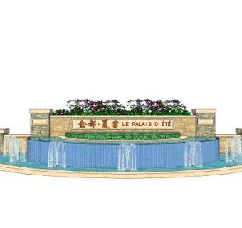 欧式景观墙su模型