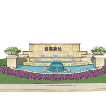 欧式景观墙su模型