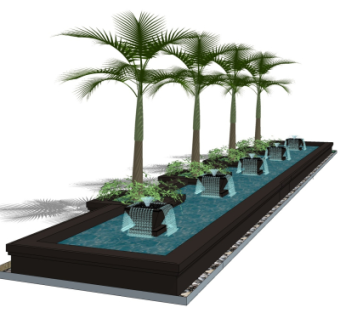 现代景观水池su模型