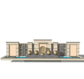 欧式景观墙su模型