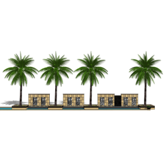 现代景观墙su模型