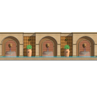 欧式景观墙su模型