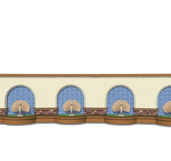 欧式景观墙su模型