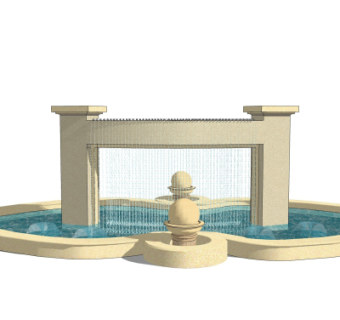 欧式景观水池su模型
