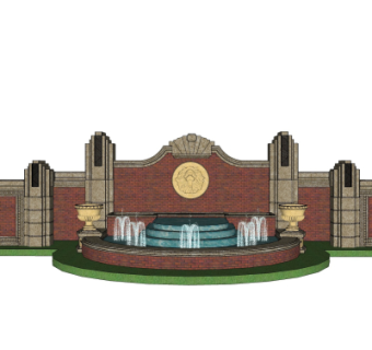 欧式景观墙su模型