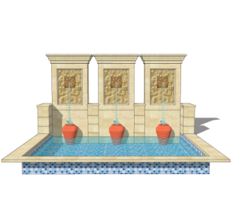 欧式景观水池su模型