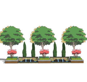 现代景观水池su模型