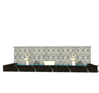 欧式景观水池su模型