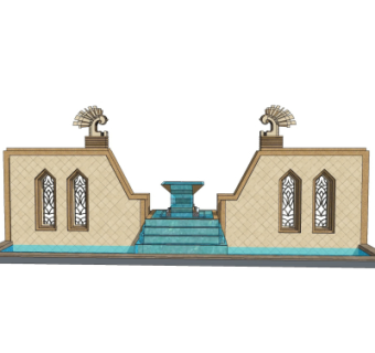 欧式景观墙su模型