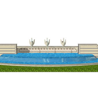 欧式景观水池su模型