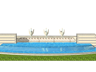 欧式景观水池su模型