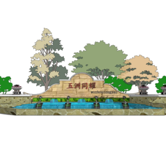 欧式景观墙su模型