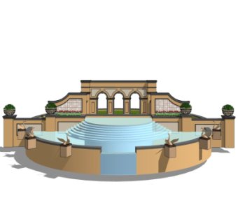 欧式景观墙su模型