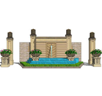 欧式景观墙su模型