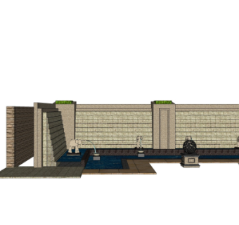 欧式景观墙su模型