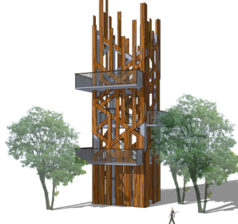 现代观景平台免费su模型