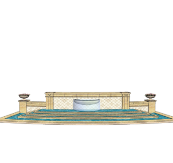 欧式景观墙su模型