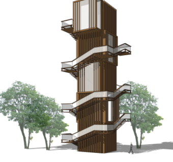 现代塔楼免费su模型