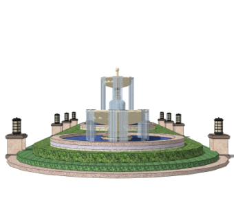 欧式喷泉水景su模型