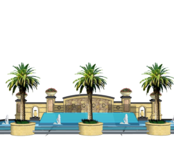 欧式景观墙su模型